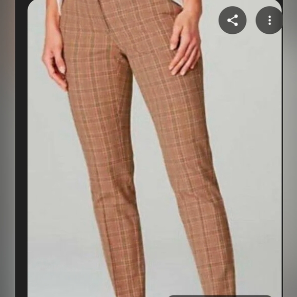 J. Jill Plaid Tan Women's Trousers Ankle Premium Bi Stretch Fall Classic Work - Picture 5 of 8